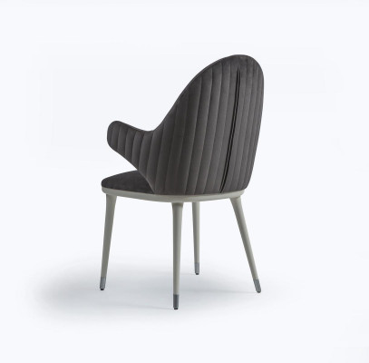 Silla gris con reposabrazos, moderna, de lujo, diseño de muebles de diseñador para comedor.