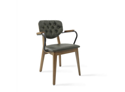 Silla de comedor con reposabrazos tapizada en Chesterfield muebles de lujo