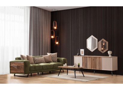 Moderno sofá verde tapizado Sala de estar Aparador de diseñador Aparador de lujo