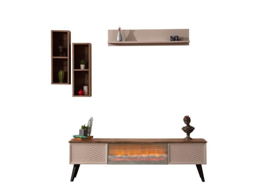Elegante salón pared de diseñador RTV de madera mesa de centro 2 estantes