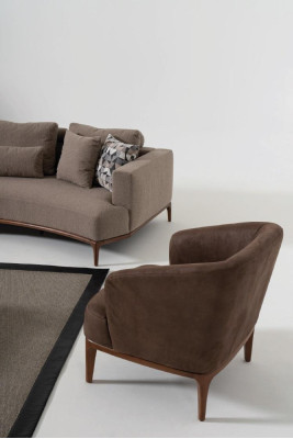 Sillón de lujo marrón para sala de estar, diseño de una sola plaza, butaca tapizada.