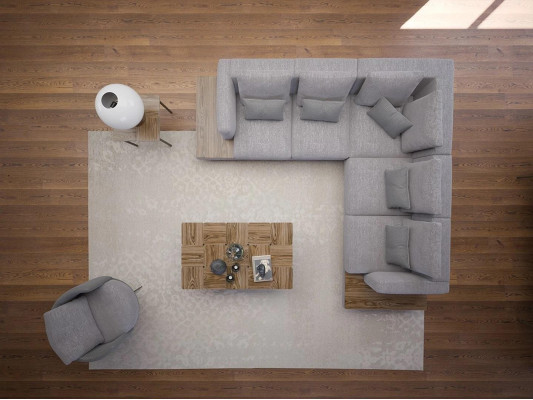 Nuevo conjunto de lujo tapizado textil sofá en forma de L muebles sala de estar mesa de centro