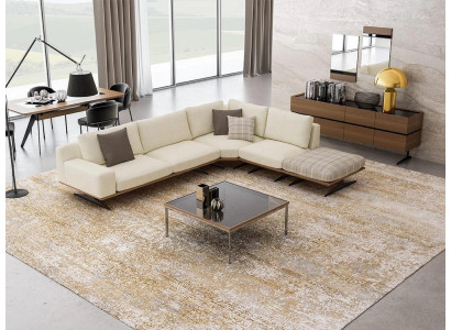 Juego de lujo para sala de estar sofá esquinero en forma de L muebles tapizados diseño moderno mesa de centro.