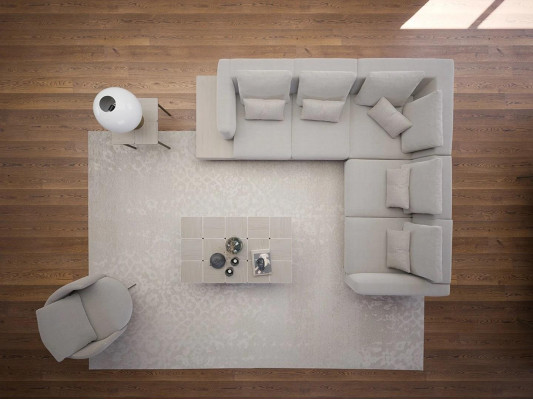 Muebles tapizados Sofá de lujo en forma de L gris Mesa de centro del sofá.