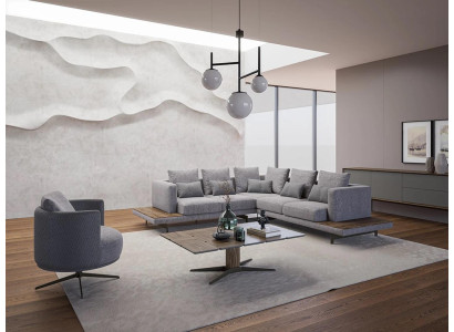Juego de salón de 3 piezas de tela sofá esquinero nuevo mesa de centro muebles de lujo