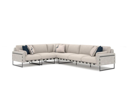 Diseño de sofá de salón muebles esquineros en forma de L, sofá de esquina tapizado nuevo textil.