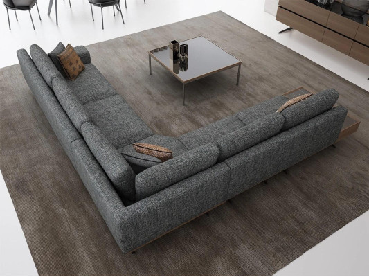 Sofá gris en forma de L, juego de sala de estar de 2 piezas con mesa de centro, sofá esquinero de lujo, muebles tapizados.