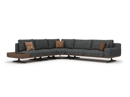 Sofá gris en forma de L, juego de sala de estar de 2 piezas con mesa de centro, sofá esquinero de lujo, muebles tapizados.