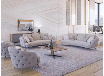 Chesterfield Muebles conjunto de sala de estar sofá Set 5 piezas Sofás tapizados Sillón diseñador