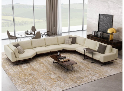 Diseño de sofá esquinero en forma de L, mesa de centro, muebles tapizados de salón, mobiliario de lujo.
