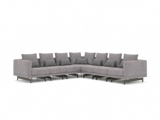 Sofá de esquina L-forma de textil muebles neu komplett para sala de estar con mesa de centro de madera.