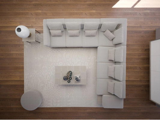 Sofá de diseño Sofá esquinero Forma de L Textil Sofá Conjunto de Tapicería Sala de estar Mesa de centro