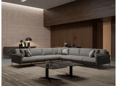 Muebles tapizados grises Sofá en forma de L para la sala de estar Juego de muebles Mesa de centro