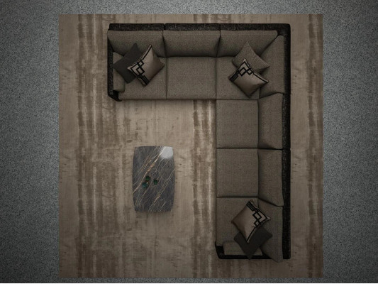 Diseño de muebles Sala de estar Marrón Sofá esquinero en forma de L Lujo Mesa de centro Nuevo