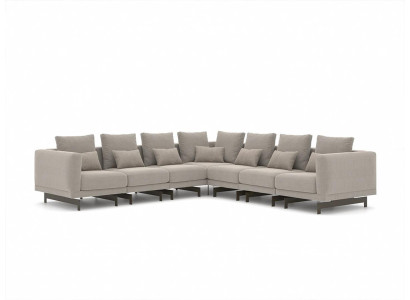 Sofá esquinero en forma de L de diseño, juego de muebles tapizados, textil nuevo.