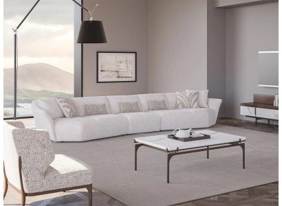 Set de lujo de 2 piezas para la sala de estar, sofá de cinco plazas de tela, mesa de centro.