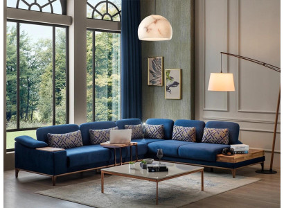 Sofá esquinero en forma de L, diseño de sofá para sala de estar con tapizado textil moderno conformado por esquinero.