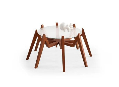 Mesa de centro de estilo moderno, nuevos muebles de alta calidad para la sala de estar hechos de vidrio y madera.