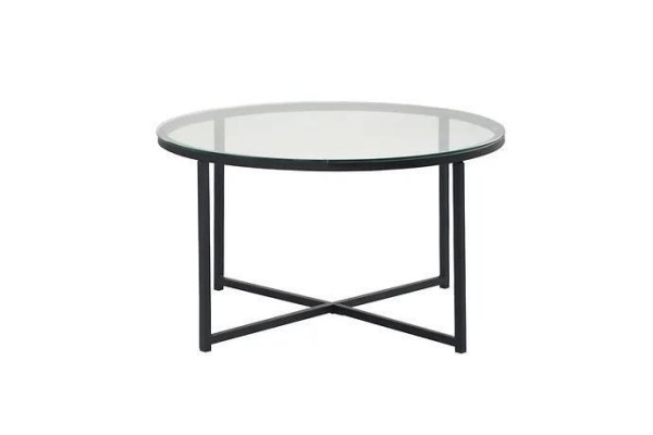 Mesa de centro Sala de estar de lujo Muebles de comedor Vidrio + Metal negro de alta calidad