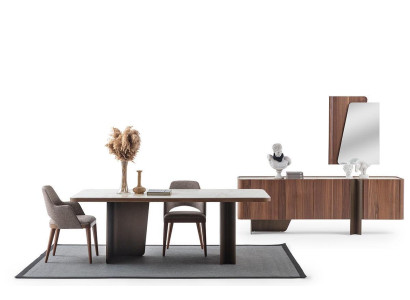 Comedor 7 piezas conjunto moderno Mesa de comedor Aparador Buffet Espejo Sillas