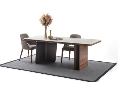 Conjunto de comedor de 5 piezas. Mesa comedor con 4 sillas. Diseño moderno. Set de lujo marrón.