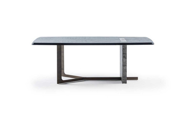 Moderna mesa de comedor rectangular gris de madera de diseño de lujo