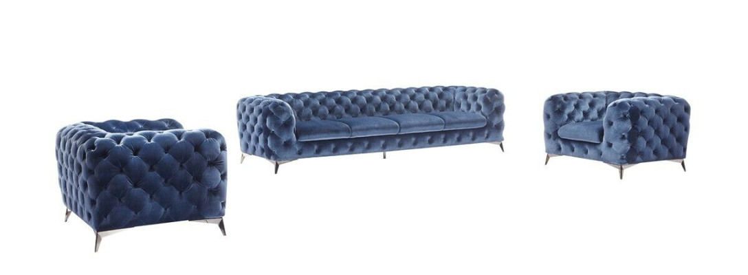 Sofá Chesterfield Sofá Tapizado XXL Conjunto Textil 2+1+1 Sofás de diseñador