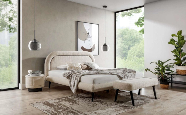 Cama Blanca Diseño Hermoso Moderno Cama Doble Dormitorio Muebles Elegantes