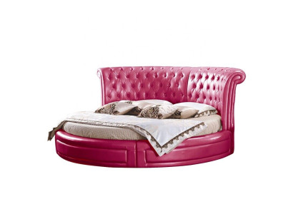 Cama clásica redonda Chesterfield camas acolchadas, camas redondas de cuero.