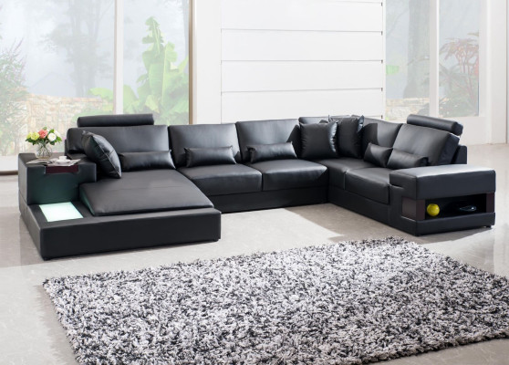 Sofá esquinero en forma de U de diseño moderno, sofá de diseño de paisaje de vida, sofás tapizados