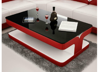 Mesa de café Diseño Sala de estar Cuero Café Vidrio Sofá Tapizado Auxiliar