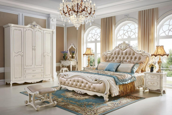 Juego de dormitorio cama de lujo barroca rococó camas 2x mesita de noche 3 piezas diseño nuevo