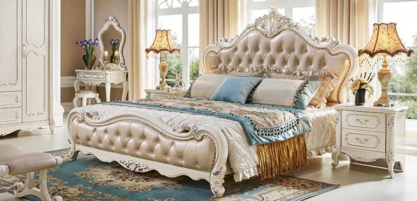 Juego de dormitorio cama de lujo barroca rococó camas 2x mesita de noche 3 piezas diseño nuevo