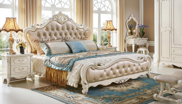 Juego de dormitorio cama de lujo barroca rococó camas 2x mesita de noche 3 piezas diseño nuevo