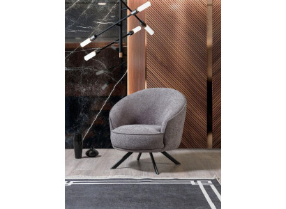 Sillón de lujo de una plaza sofá de tela sofá acolchado muebles gris tapicería tela