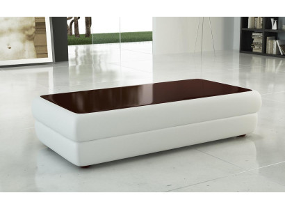 Mesa de centro clásica de diseñador, mueble de sala de estar en cuero, mesa auxiliar.