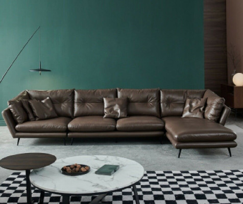 Sofá de cuero sofá conjunto de muebles de salón de diseño moderno Sofá esquinero de diseño moderno en forma de L