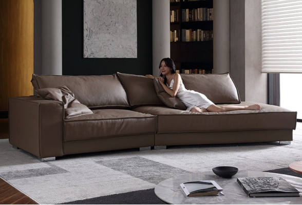 Sofás modernos de cuero sofá de esquina diseño esquina sofá seccional en forma de L