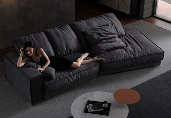 Diseño en forma de L, sofás modernos de lujo, sofás esquineros nuevos, sofás de tela, cama funcional.