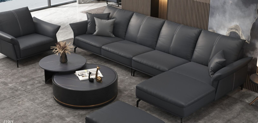 Sofá Esquinero en forma de L Sillón Mesa de Centro Taburete Sofá Esquinero de 3 piezas Moderno