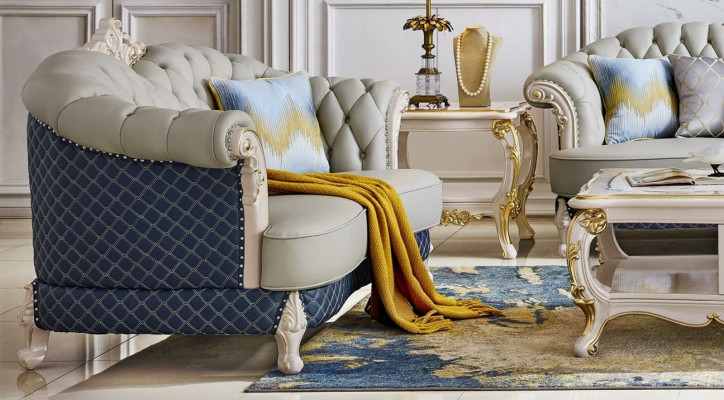 Sofá de cuero Chesterfield clásico conjunto de sofá 3-2-1 en madera maciza.