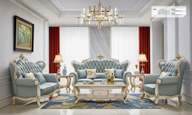 Chesterfield Conjunto clásico de sofás de 3 2 1 asientos Sofá acolchado de cuero madera maciza