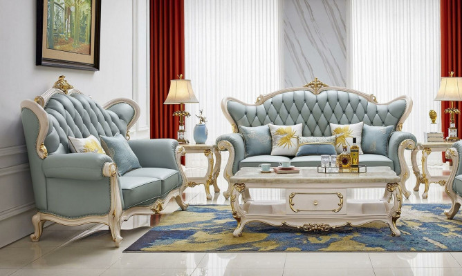 Chesterfield Conjunto clásico de sofás de 3 2 1 asientos Sofá acolchado de cuero madera maciza