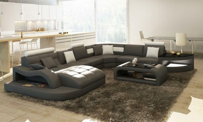 Sofá de esquina de diseñador de lujo, sofá de cuero, sofá, sofá cama, salón de cuero