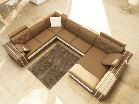 Sofá XXL Grande de Sala de Estar Sofá Esquinero Esquinero Juego de Asientos Sofás de Cuero