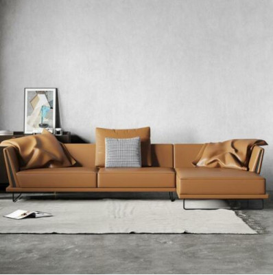 Sofá esquinero de forma L de cuero, salón, sofá relax, diseño sofá, sofá lounge, nuevo.