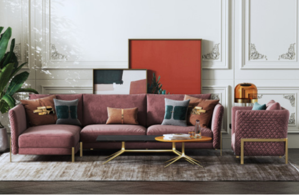 Conjunto de sofá en forma de L para sala de estar, sillón, set, sofá moderno de tela.
