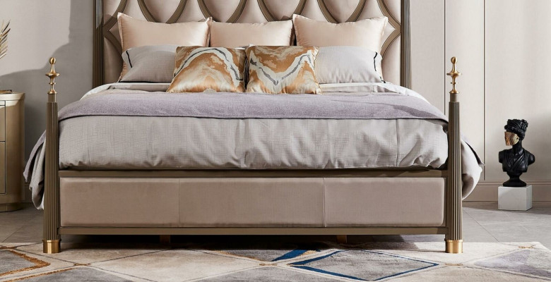 Cama 2x Mesita de noche 3 piezas Set de dormitorio Diseño Moderno Clásico Madera maciza