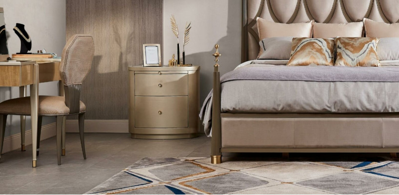 Cama 2x Mesita de noche 3 piezas Set de dormitorio Diseño Moderno Clásico Madera maciza