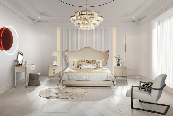 Cama de lujo de hotel de cuero camas tapizadas diseño dormitorio de madera maciza nuevo.